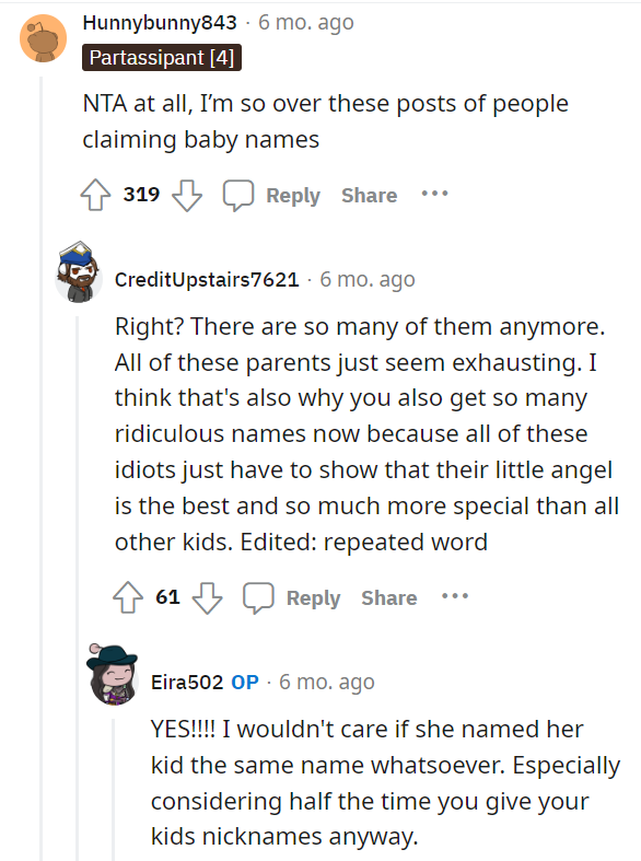 Claiming baby names is obviously not a thing anyway since people can have the same name all over the world.
