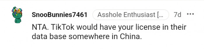 Having your license somewhere in their database