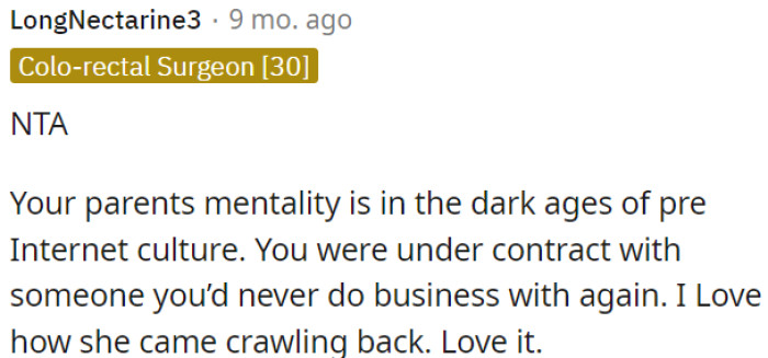 OP's parents have outdated thinking.