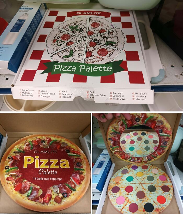 "A Pizza Eyeshadow Palette In Case You Ever Need Ham Colored Eyes"