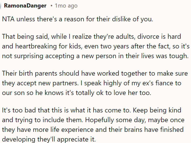 OP should continue being kind and inclusive; perhaps, with time and maturity, they'll appreciate OP's efforts.