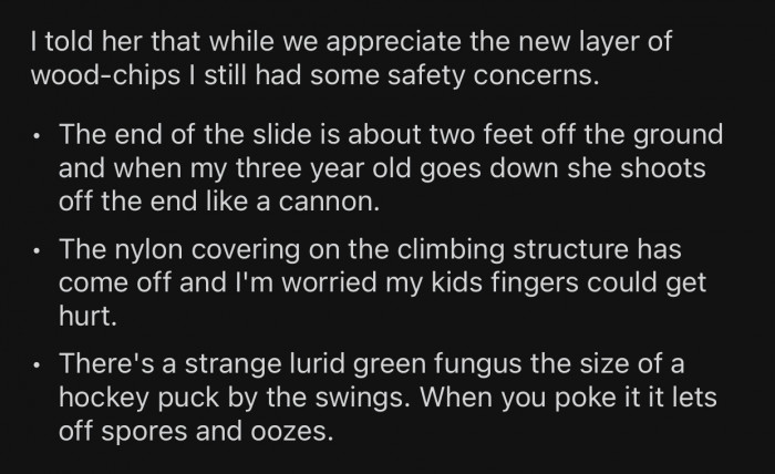 OP still had some more concerns about the play area.