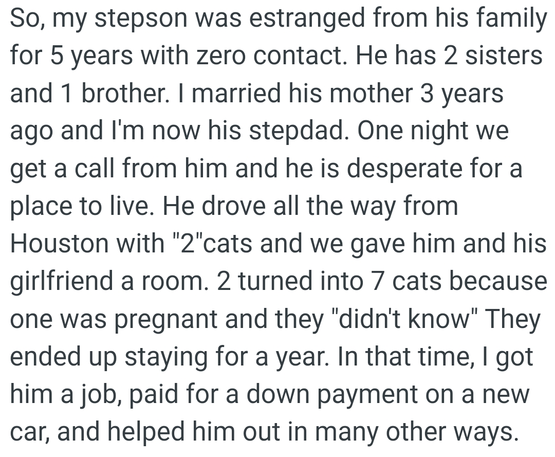 OP's estranged stepson called out of the blue