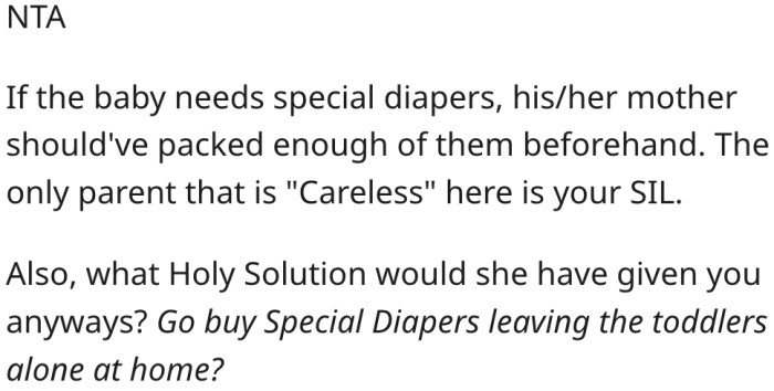 5. His sister-in-law is the careless parent.