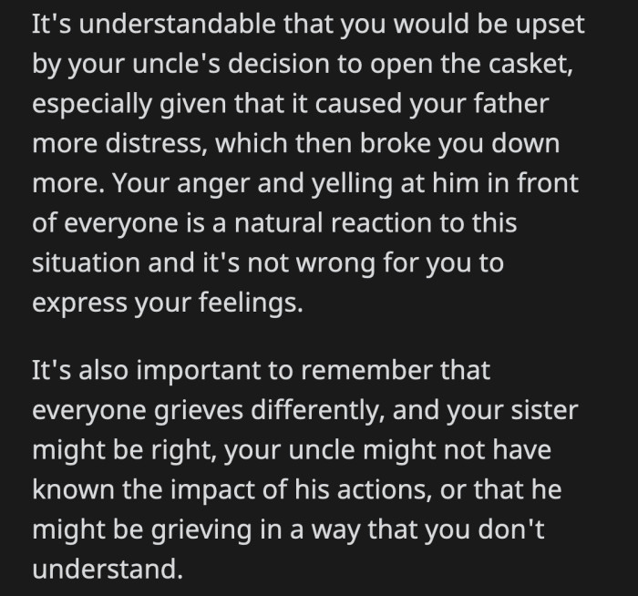 Although it may seem like the uncle did it to draw attention...