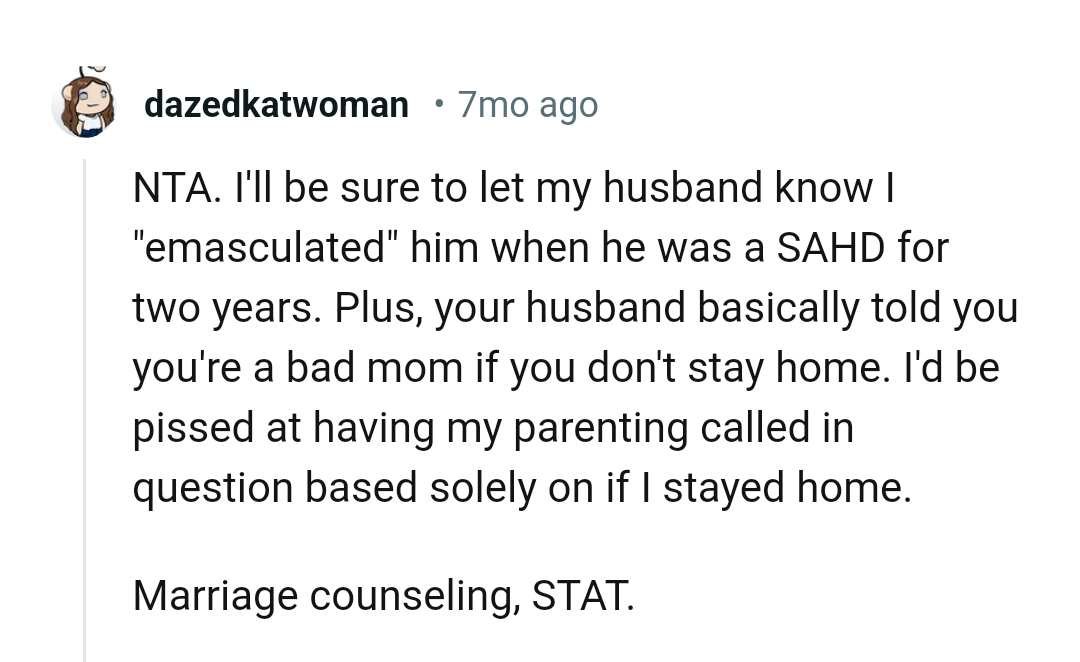 Marriage counseling is calling