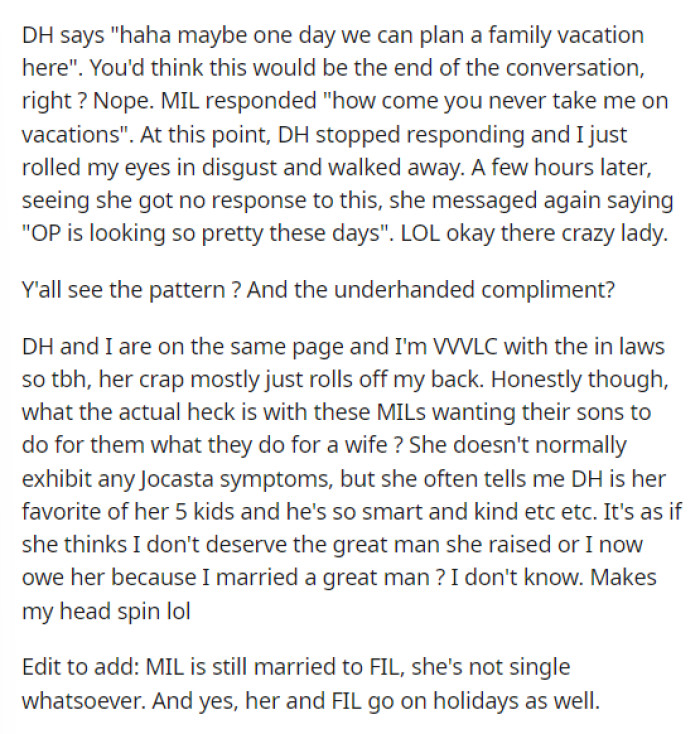 This is when things get weird, and we aren't sure what kind of vibe MIL is on, but we don't really like it.