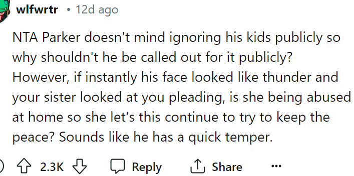 If BIL doesn't mind ignoring his kids publicly, why shouldn't he be called out for it publicly?