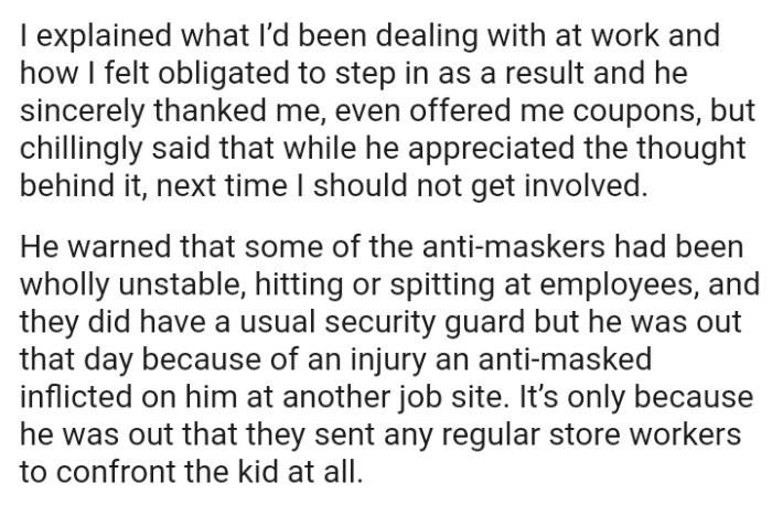 He warned that some of the anti-maskers had been wholly unstable