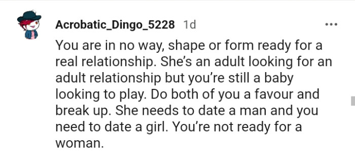 She needs to date a man and the OP should date a girl