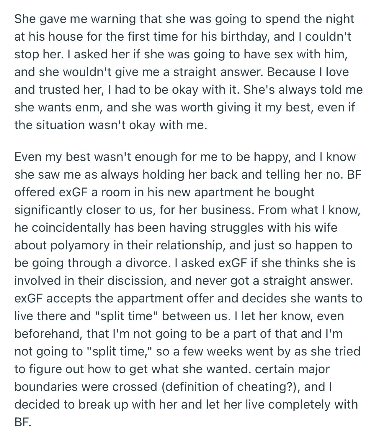 This Man Offered OP’s Girlfriend a Room in His Apartment, and She Accepted