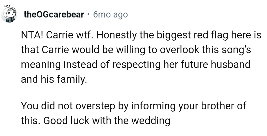 Respecting her future husband and his family