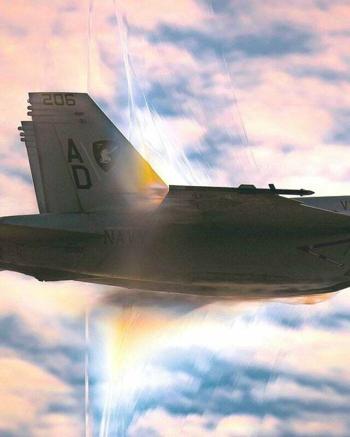 "Navy Fighter Jet Photographed While Breaking The Sound Barrier"