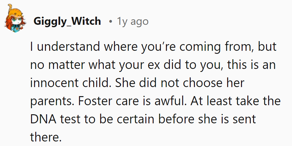 Don't let past grudges paint her future. DNA test: the least dramatic cliffhanger for her storyline.