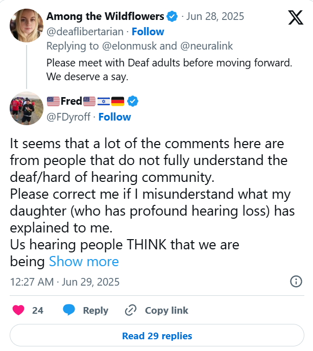 Many deaf adults want early input on Musk’s brain chip plans, citing past forced treatments as the reason for their caution.