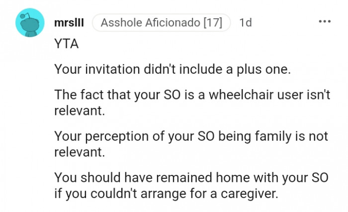 Your invitation did not include a plus one