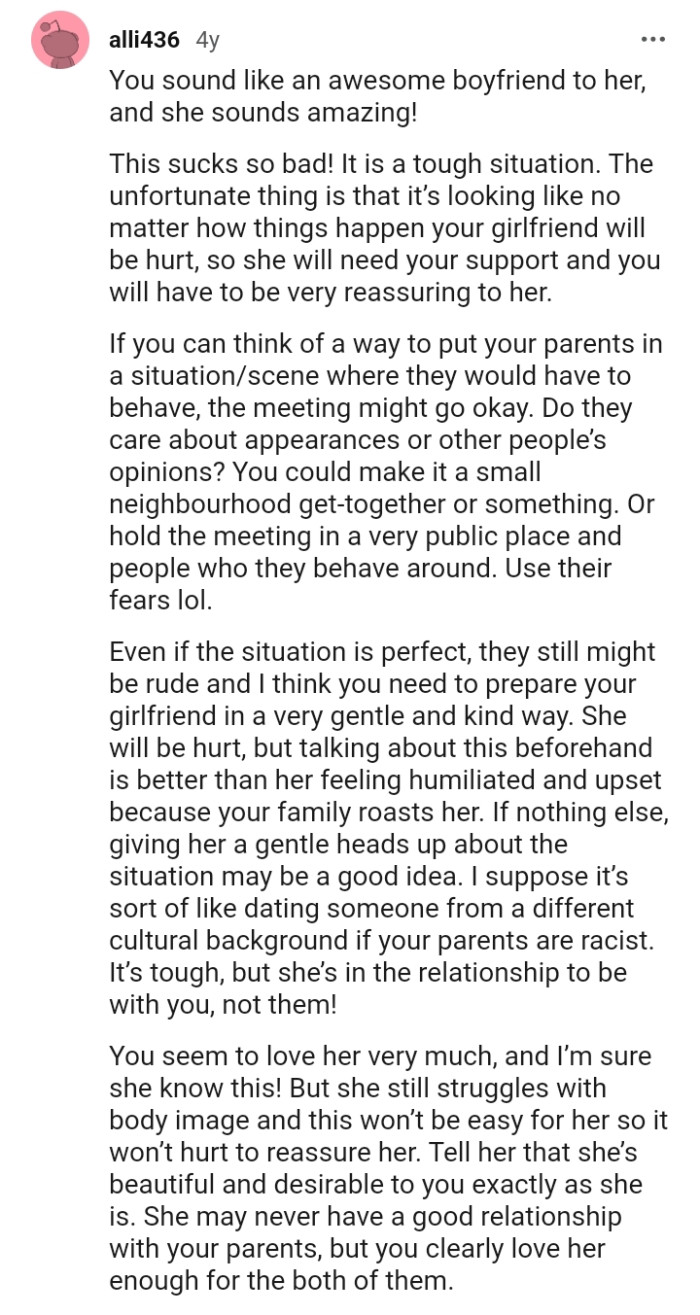 OP's girlfriend will need his support, and he needs to reassure her