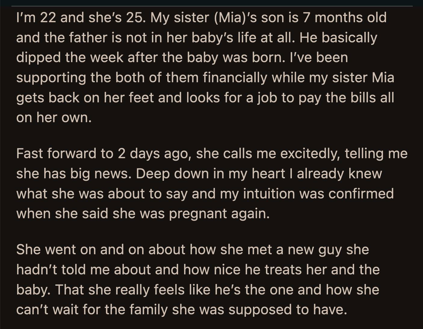 OP found out that their mom had been egging on Mia's fantasies. She shared stories about how she married her new husband within two months of meeting him.