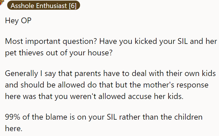 The SIL should teach her kids better