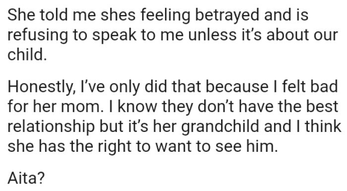 OP knows they don’t have the best relationship, but it’s her grandchild