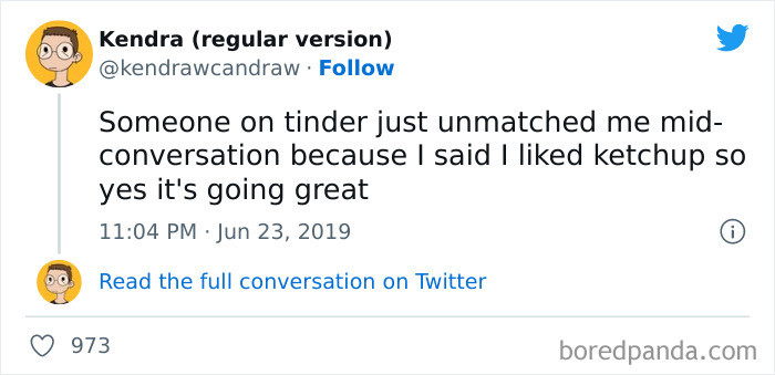 32. She has issues with ketchup