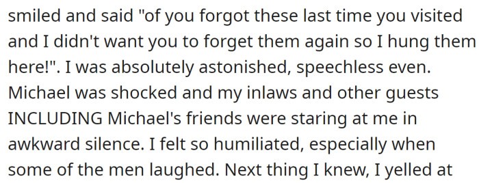 The stepdaughter had hanged OP's underwear so everyone could see it and humiliated her in front of guests.