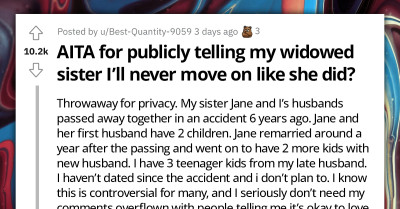 Woman Tells Her Widowed Sister That She'll Never Move On Like She Did, Gets Bombarded With Different Texts From Family