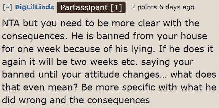 The consequences need to be clear, according to this user.