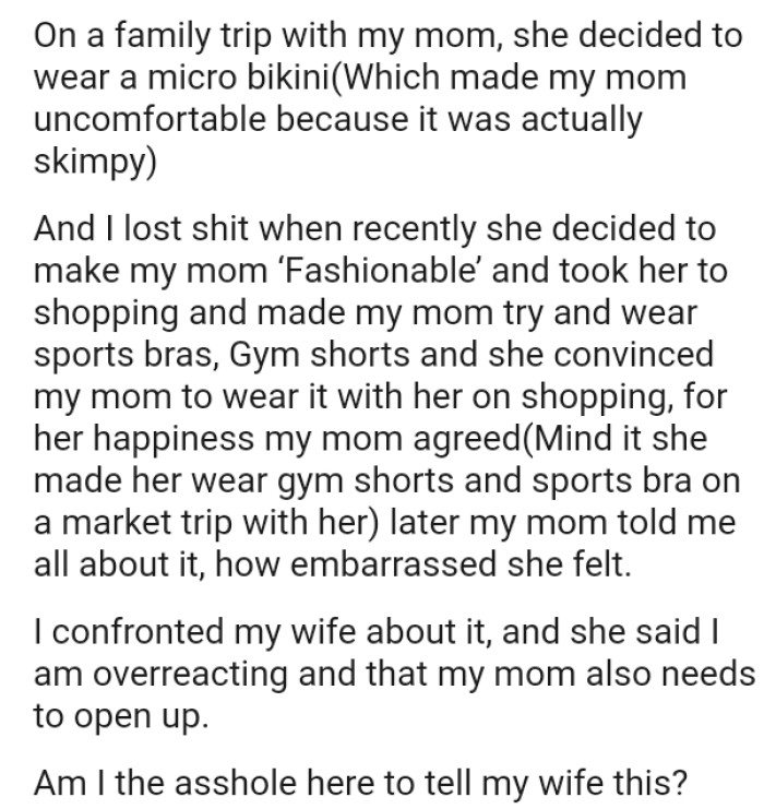 She convinced OP's mom to wear it with her while shopping, and for her happiness, OP's mom agreed