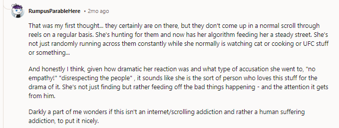 Darkly, a part of me wonders if this isn't an internet/scrolling addiction and rather a human suffering addiction, to put it nicely.