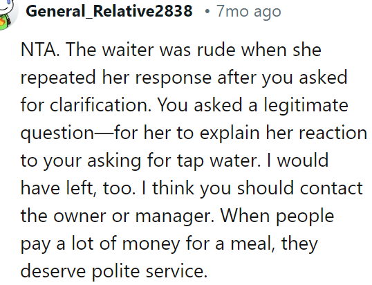 The waiter was rude