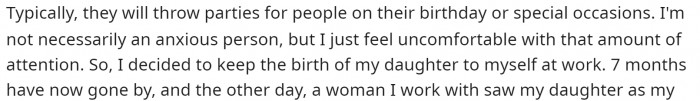 He then explains that he wanted to keep the birth of his daughter from them.