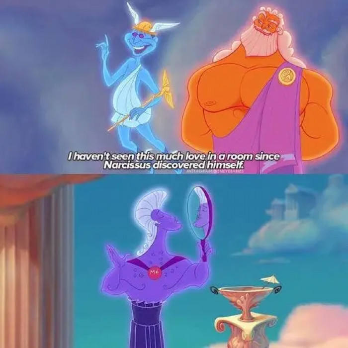 47. In Hercules, when Hermes roasted the hell out of Narcissus