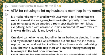 Lady Is Pissed After MIL Insists on Taking Her Afternoon Naps in Her and Her Husband’s Bedroom