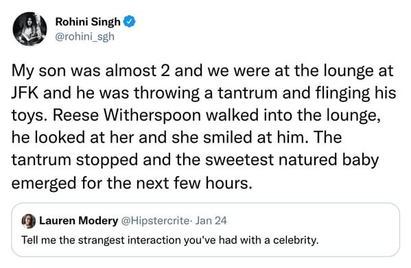 Reese Witherspoon stopped a baby's tantrum