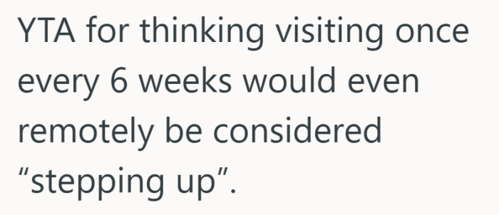 That six week timeline is doing a lot of heavy lifting in the definition of “stepping up.”