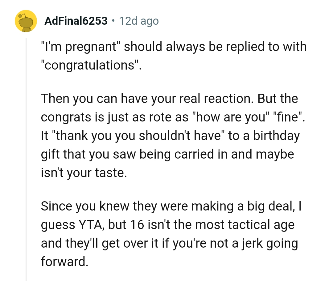 When someone says that they are pregnant, congratulations is what follows
