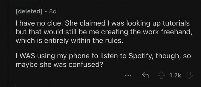 Claire accused OP of following tutorials and “cheating.”