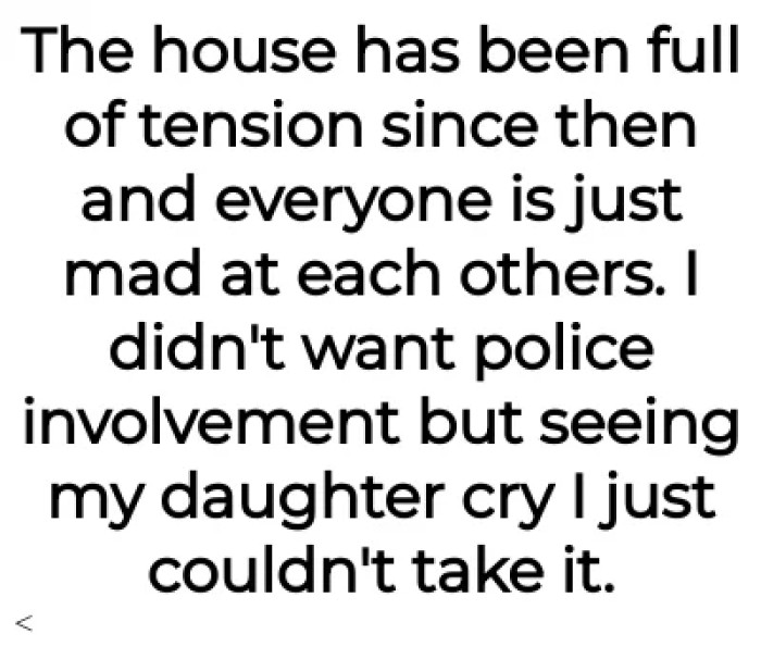 The members of the family weren't speaking to each other.