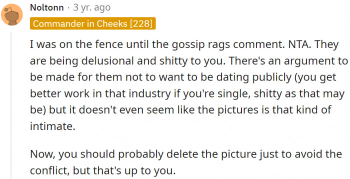 Deleting the picture is the right thing to do