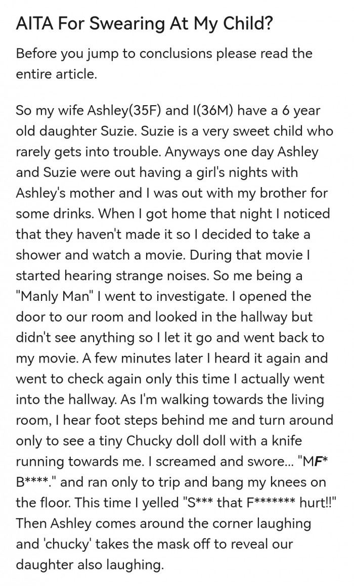 1. OP shared what happened and why he swore at his child.