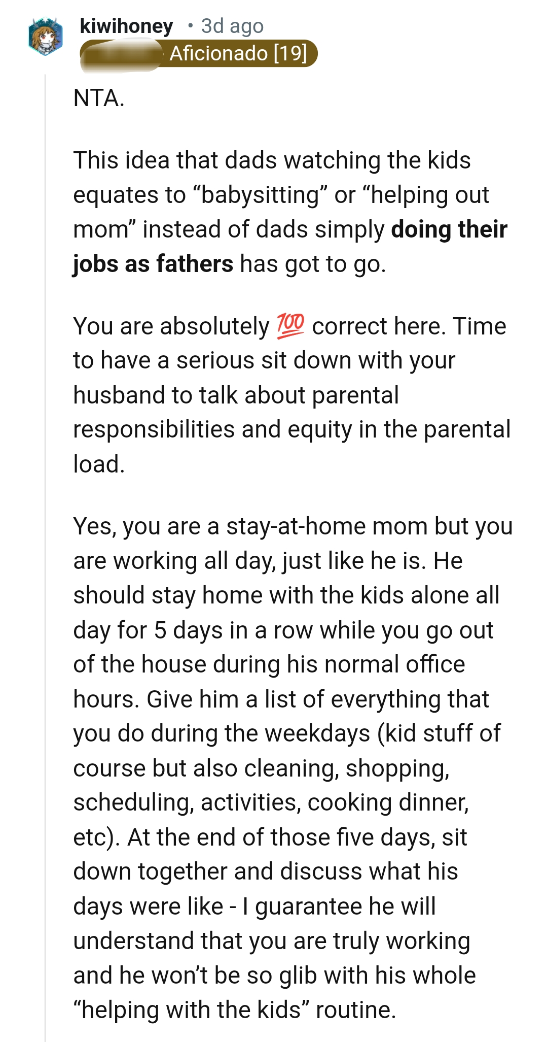 Dad Watching the Kids Does Not Equate to Baby-Sitting