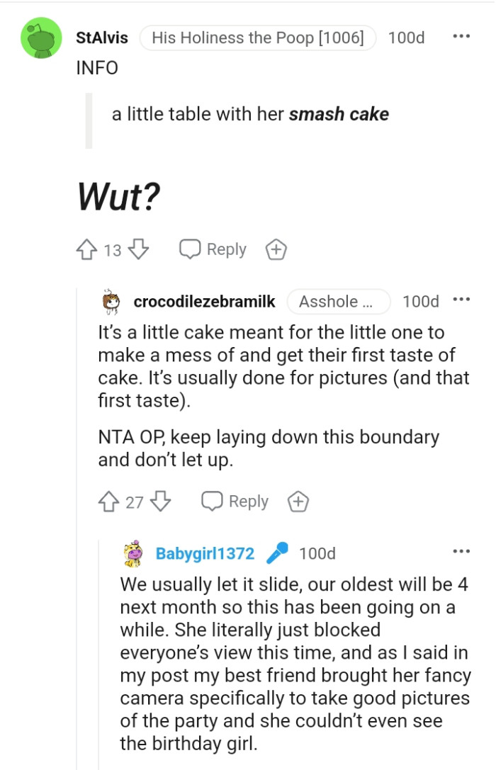 This Redditor wants to know what a smash cake means
