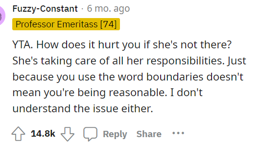 People obviously told her that she's the TA here because she is way out of line, and it's also confusing as to why she even cares.
