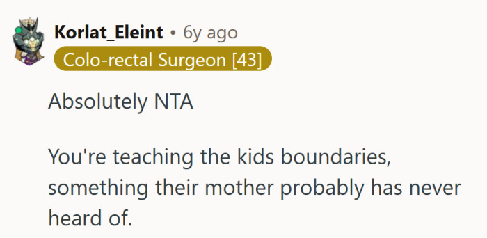 Teaching boundaries one candy bar at a time—something the mom clearly skipped in life school.