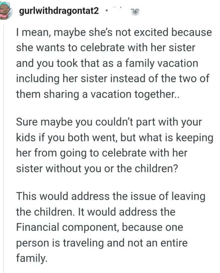 What would address the issue of leaving the children?