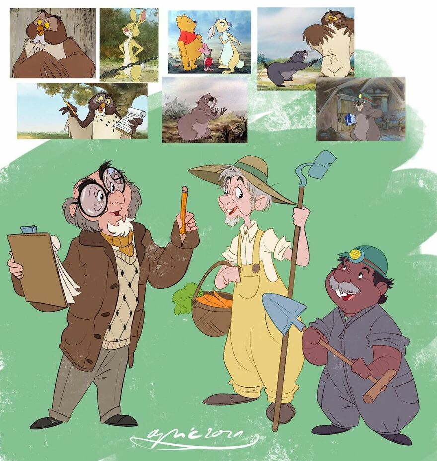 3. Owl, Rabbit, and Gopher, from Winnie the Pooh