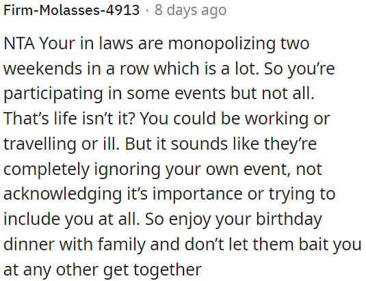 It seems they are ignoring OP's event and not acknowledging its importance or including her.