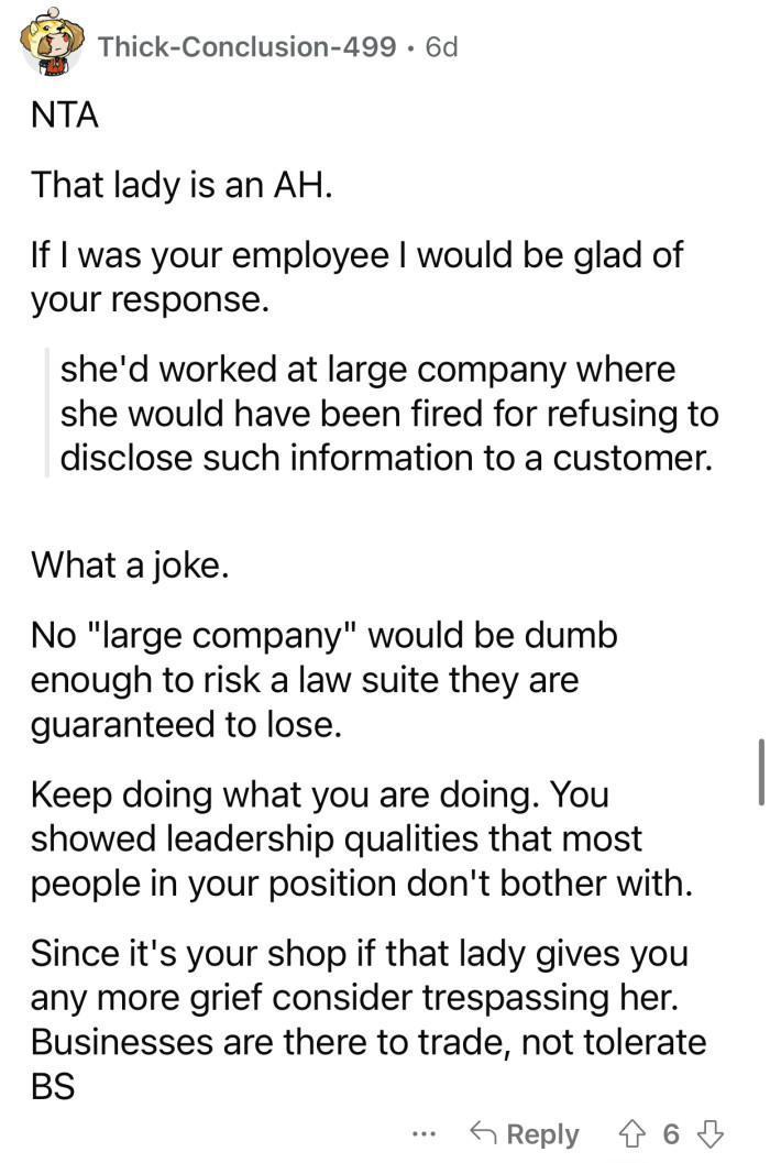 “Businesses are there to trade, not tolerate BS...”