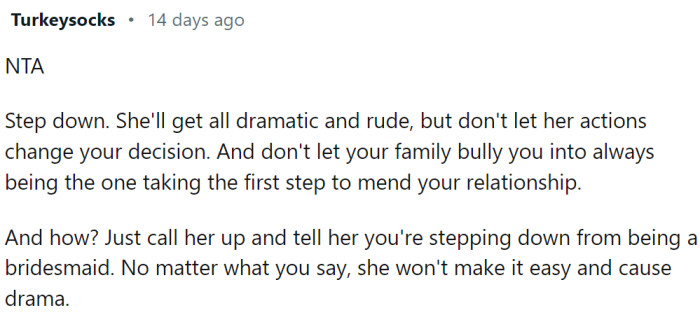 OP shouldn't let her family bully her into always being the one to take the first step